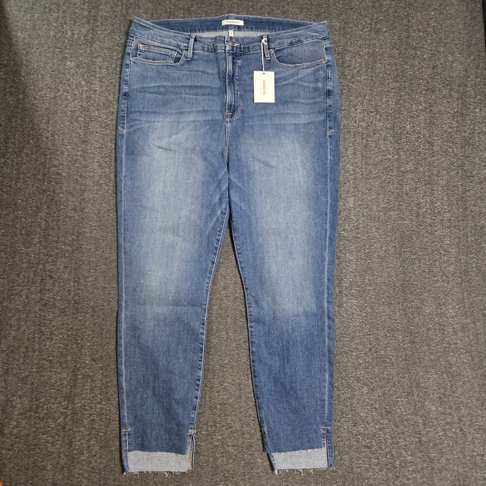 NWT Good American Good Legs Raw Step Hem Skinny High Rise Jeans‎ Size 24